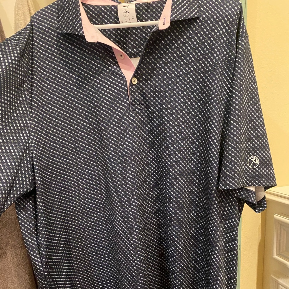Puma Navy and Pink Casual Button Down Shirt
